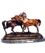 Horse and Pony Bronze Statue Sculpture (On Marble Base) - £1,875.74 GBP