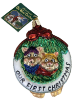 Old World Christmas Ornament Our First Christmas Mice 2 sided Gift Box - £8.18 GBP