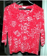 White on Red  Polyester Spandex Top Size L TanJay - €8,55 EUR