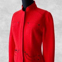 Per Se Red Orange Boiled Wool Mandarin Collar Hidden Snap Jacket - Women... - $79.41 CAD