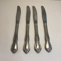 4 Dinner Knives Arbor Rose /True Rose Oneida USA Flatware 8.5&quot; - £15.45 GBP