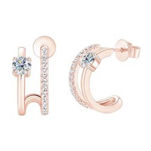 0.6 Carat Moissanite Diamond Open Hoop Earrings for Women in 18K Gold Plated 925 - £47.00 GBP