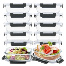 Glass Meal Prep Containers 12-Pack, 22Oz Glass Food Storage Containers With Lids - £54.28 GBP