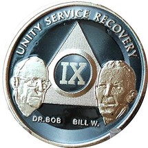 9 Year AA Founders Medallion Titanium Nickel Plated Anniversary Chip IX - £14.99 GBP