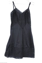 VTG Vanity Fair Black Nylon Full Slip 1950S 34 S Short Lace See Through Bra - $66.83