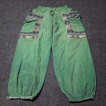 Green HIppie Pants Women Size 28 Elastic Waist and Ankle Cargo Pockets H... - $22.99