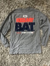 Softball Kiss My Bat Gimmedat Long Sleeve Gray T-Shirt - £9.98 GBP