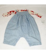 Nordstrom Newborn Two Piece Set Chambray Blue Overall Floral Top NWT NEW - $37.15 CAD