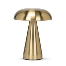 Metallic Mushroom Table Lamp LED Brushed Gold Metal USB Rechargeable 8"