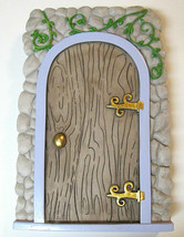 Fairy Garden Cottage Door Plaque Wall Hanging  Decor Faux Stone Wood Vine  - $20.00