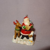 Santa Claus Deer Penguin Christmas Ornament Resin 2&quot; Caroling Bird Russ - £7.88 GBP