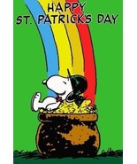 Vintage Peanuts Snoopy St. Patrick&#39;s Day Garden Flag. - $18.76