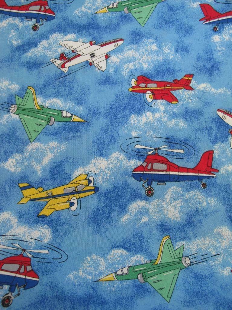 Fabric Traditions Playtime Fabric Airplane Helicopter BY THE YARD 100% Cotton - $9.99
