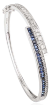 Blue Sapphire & Diamond Cuff Bangle Bracelet - £4,263.53 GBP