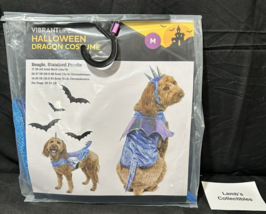 Dragon Dog Costume Size Medium Breed 20-50 lb Iridescent Blue Halloween Cosplay - £24.52 GBP