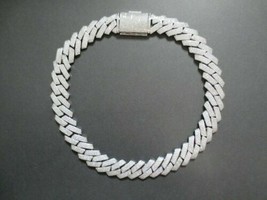 10Ct Brilliant Cut Simulated Diamond 925 Silver Gold Plated Cuban Anklet - €174,84 EUR