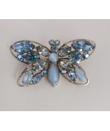 Regency Signed Blue  Aurora Borealis Rhinestone Butterfly Brooch Pin 2&quot;×... - $1,238.86 MXN