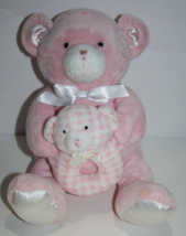 Little Kids Preferred Teddy Bear 9&quot; Gingham Rattle Pink Plush Soft Toy Stuffed - £12.93 GBP
