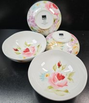 (4) 222 Fifth Floral Fete Soup Cereal Bowls Set Flowers Scalloped PTS Di... - £46.46 GBP