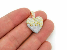 2Ct Lab Created VVS1/D Diamond Heart Pendant 14K Two-Tone Gold Finish Free Chain - £89.67 GBP