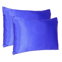 Royal Blue Dreamy Set Of 2 Silky Satin King Pillowcases - $903.23 MXN