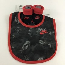 Nike Baby 2 Piece Set Booties Bib Graffiti Just Do It Size 0-6M Red Black New - £14.75 GBP