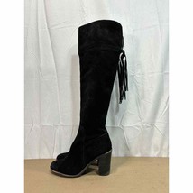 Franco Sarto Ellyn Black Suede Leather Over The Knee Heeled Boots Sz 9 M - £35.97 GBP