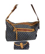VTGDooney &amp; Bourke Monogram Logo Shoulder Bag Matching Pouch Navy Canvas... - €94,20 EUR