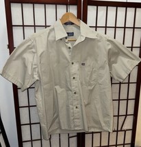 Vintage ARROW Workwear Short Sleeved Mens Cargo Shirt Beige Button Up Size M - £10.99 GBP