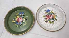 2 Beautiful Hand Painted Pink Rose &amp; Floral Crackled Tin Coasters White ... - $18.32
