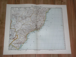 1903 Antique Map Of Southern Brazil Parana Rio De Janeiro Sao Paulo Bahia - £15.95 GBP