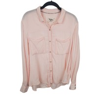 Holding Horses Button Front Shirt Medium Womens Peach Pockets Long Sleeve Casual - £15.10 GBP