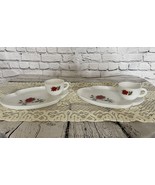 Vintage Federal Milk Glass Lunch Snack Plate + TeaCup Rosecrest Red Rose... - $21.77