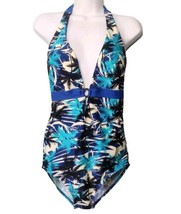 Nicole Miller Tropical One Piece Bathing Suit Size 10 Halter Strap Padde... - £8.92 GBP