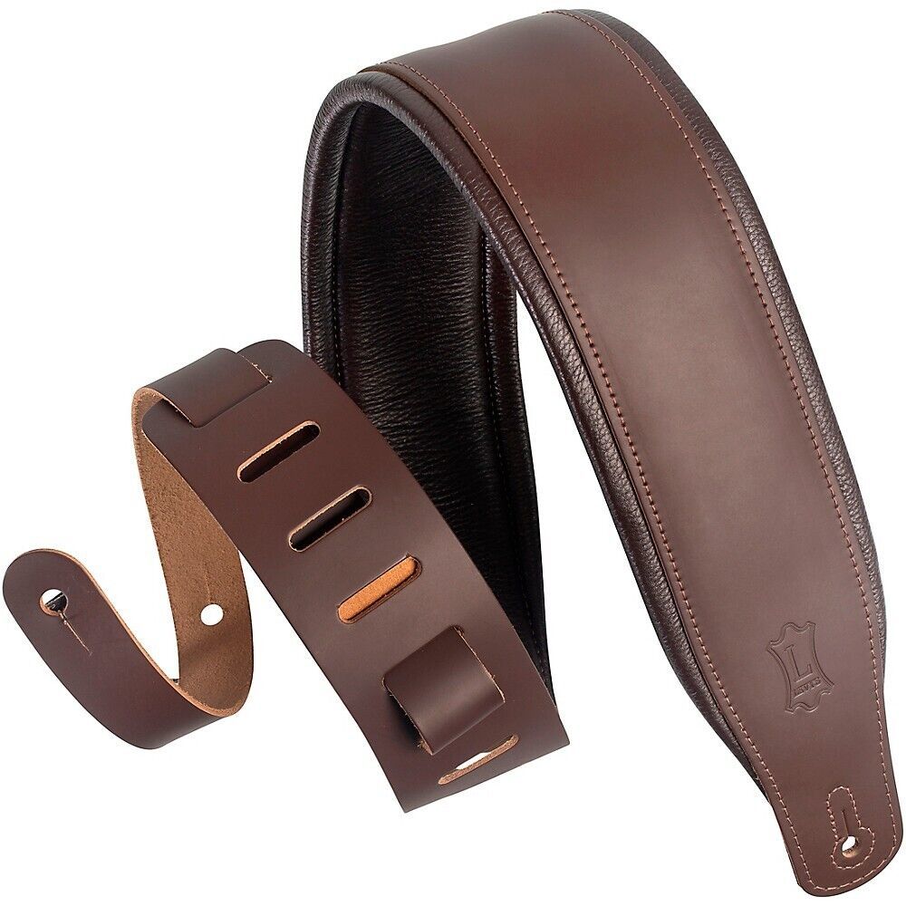 Gator M26Pd 3 Inch Wide Top Grain Leather Guitar Straps Dark Brown