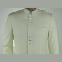Mens Apollo  King  Banded Collarless suit Chinese Mandarin Wide leg AG97 Ivory image 5