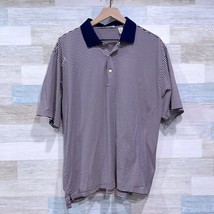 Peter Millar Luxury Polo Shirt Blue Pink Stripe Mercerized Cotton Mens L... - £23.73 GBP