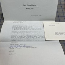 Vintage Letter Tyler County Hospital 1968 Walter J Stephenson - $239.09 MXN
