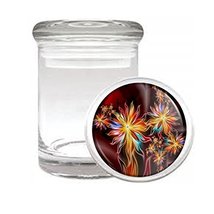 Rainbow Flower Em1 Medical Glass Stash Jar 3&#39;&#39; X 2&#39;&#39; Herb And Spice Stor... - £6.24 GBP