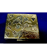 VTG Gold Tone Floral  Mirror pressed powder case compact pocket - £12.00 GBP