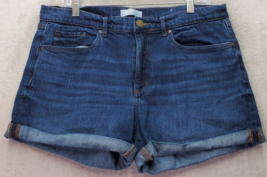 LOFT Shorts Womens Size 31 Dark Blue Denim Cotton Rolled Hem High Rise Pockets - £15.86 GBP