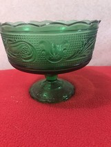 Vintage 1960s EO Brody Co USA Green Sandwich Glass Compote M6000 - £7.99 GBP