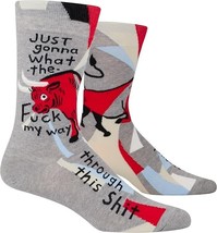 Blue Q Men’s Funny Novelty Crew Socks Just gonna WTF My way through this... - $14.84