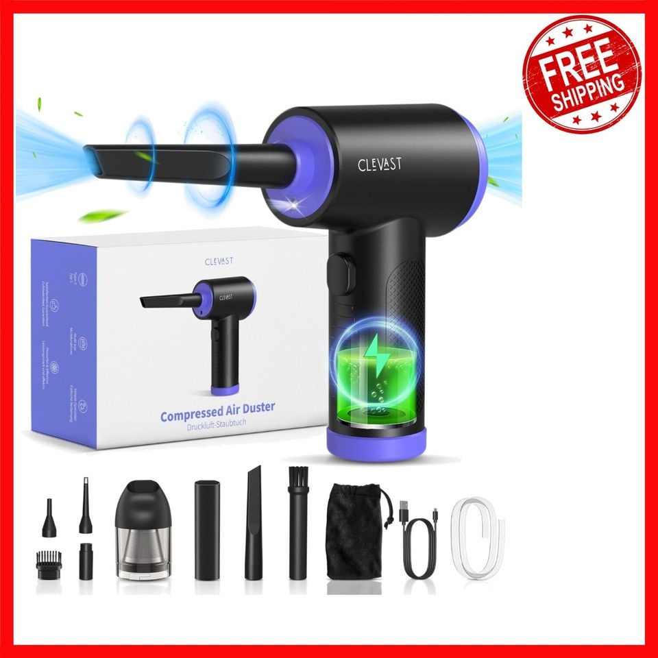 Versatile 3-in-1 Compressed Air Duster: Mini Vacuum &amp; Inflator with Powe... - $45.53