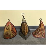 Set of Three STRETCHED PARCHMENT and Iron DECORATIONS Moroccan Inspired - £137.78 GBP