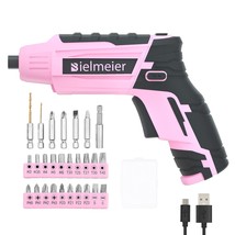 Pink Electric Screwdriver Kit 5N.M, 4V Lithium Ion Battery Cordless Scre... - $34.19