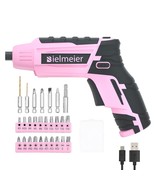 Pink Electric Screwdriver Kit 5N.M, 4V Lithium Ion Battery Cordless Scre... - £28.20 GBP