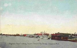 Saginaw River Looking Toward Genesee Ave Bridge Saginaw Michigan 1916 postcard - $6.93