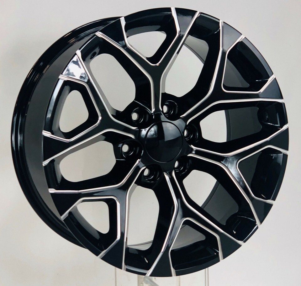 Chevy 20" Gloss Black Milled Edge Snowflake Wheels For 2000-2025 Silverado Tahoe - $998.91