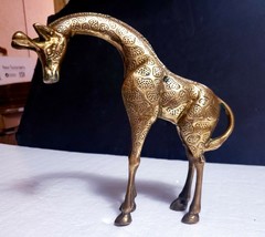 Vintage Solid Brass 8.5&quot; H Giraffe Figure Leonard Silver Mfg Co Korea ca. 1970s - £11.68 GBP
